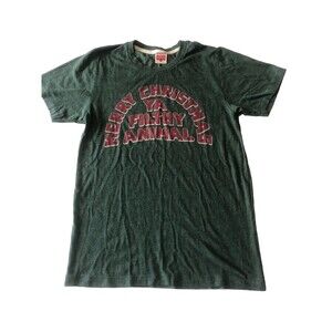 Homage Mens Merry Christmas Ya Filthy Animal Green  T-Shirt Size Small